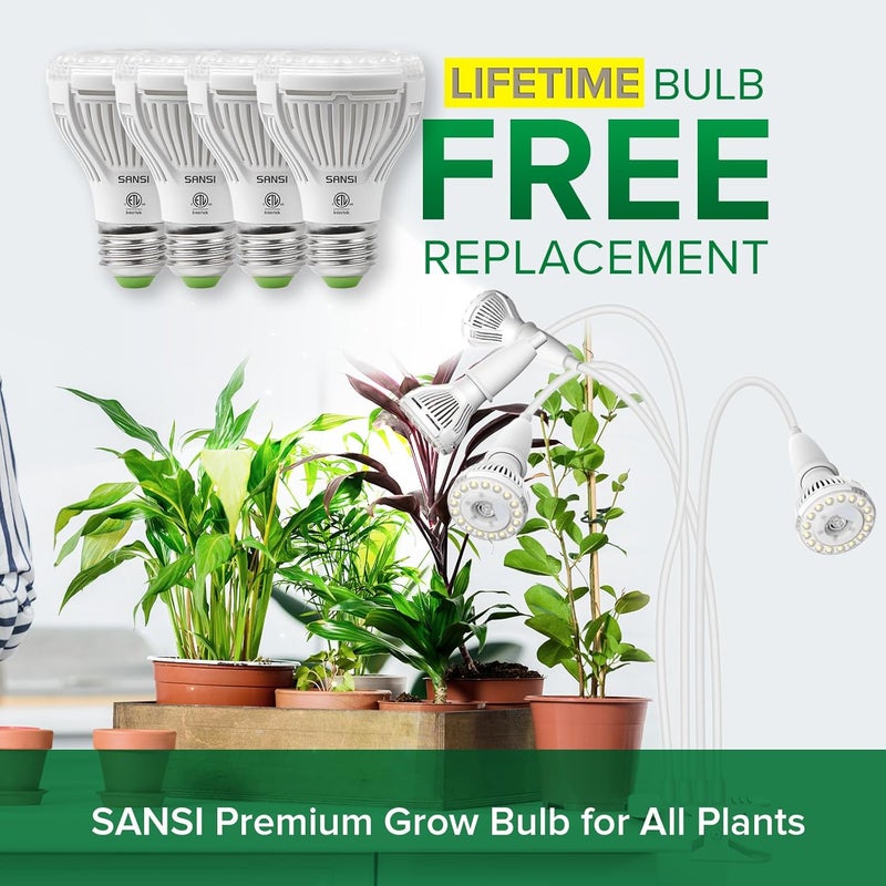 Sansi LED Grow Lights for Indoor Plants, 600W Full Spectrum Clip-on Gooseneck Grow Light with Ceramic Tech.,40W Plant Light for Indoor Growing High PPFD, Lifetime Free Bulb Replacement White, No Timer - Image 2